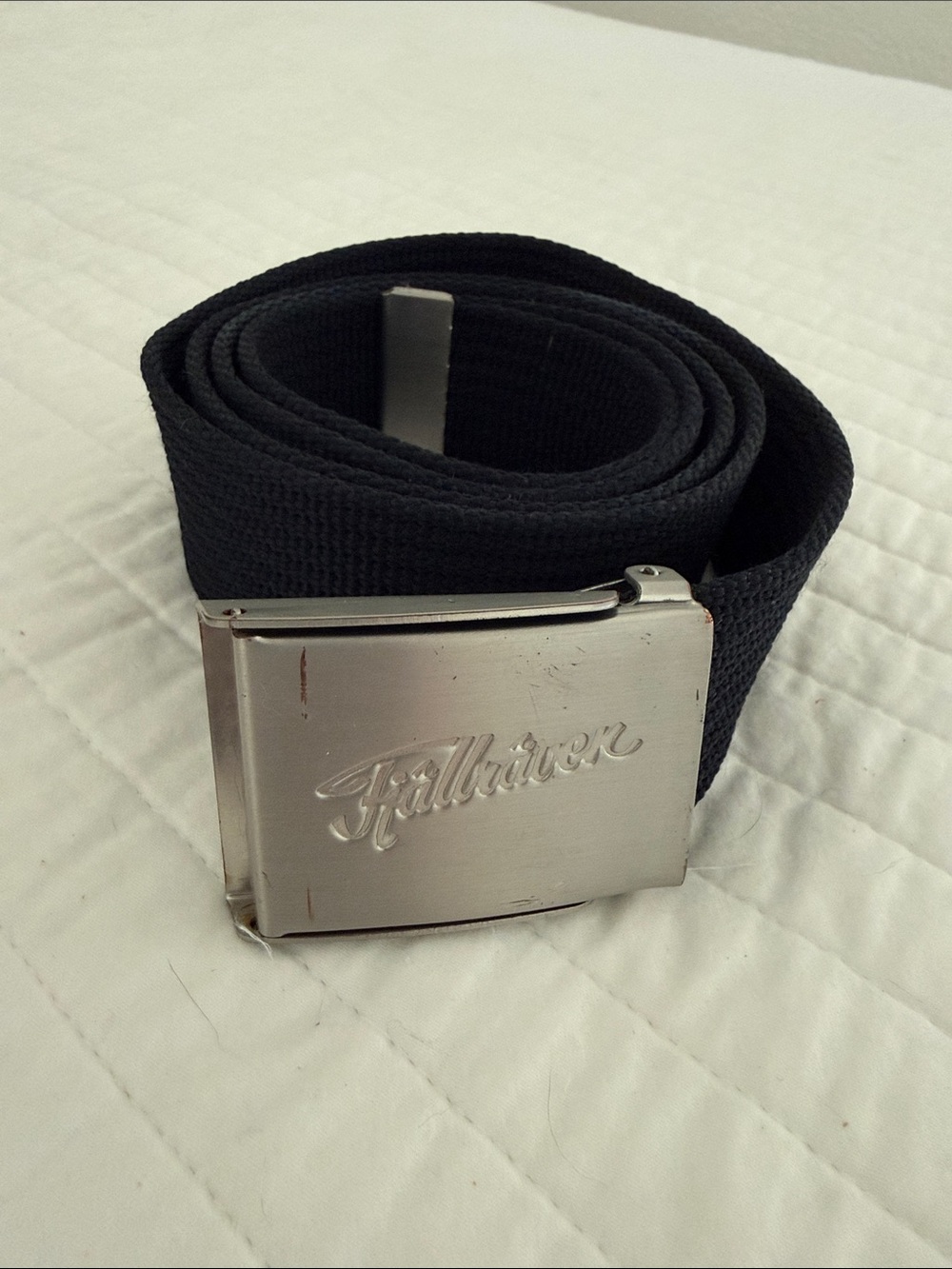 Fjallraven Dark Teal Webbing Belt with Silver Buckle